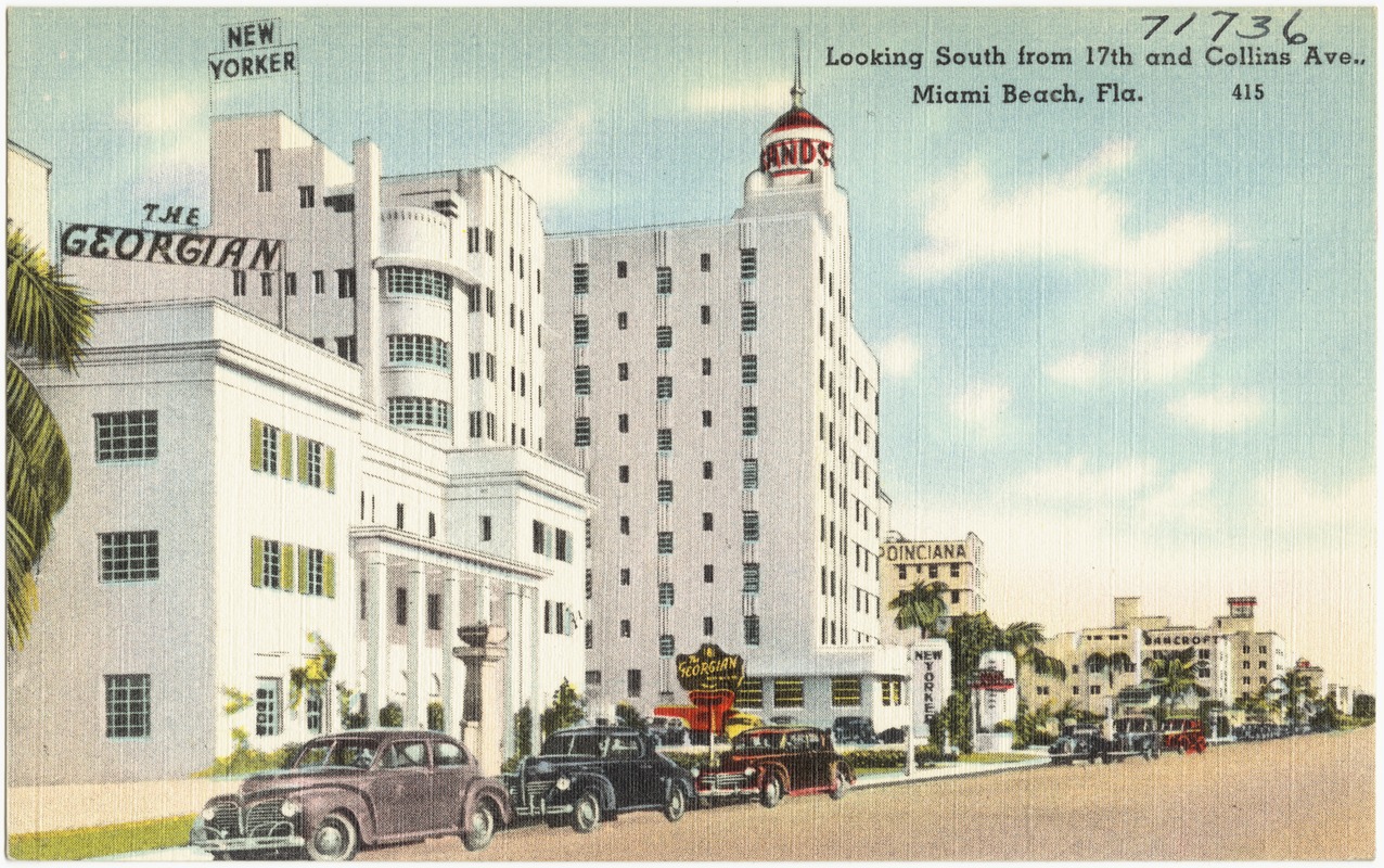 Looking south from 17th and Collins Ave., Miami Beach, Florida