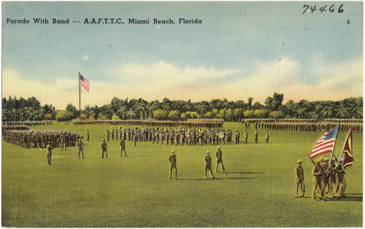 Parade with band- A.A.F.T.T.C., Miami Beach, Florida
