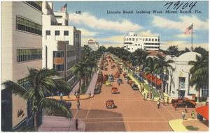 Lincoln Road, looking west, Miami Beach, Florida