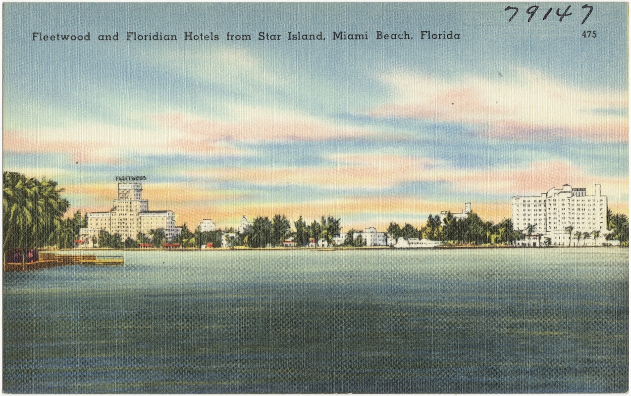 Fleetwood and Floridian Hotels from Star Island, Miami Beach, Florida