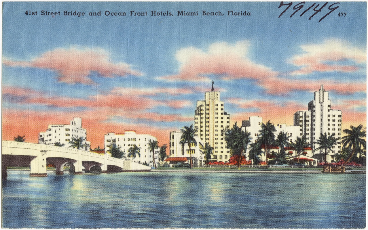 41st Street Bridge and Ocean Front hotels, Miami Beach, Florida