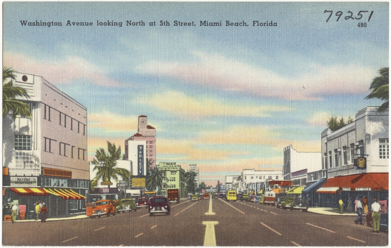 Washington Avenue looking north at 5th Street, Miami Beach, Florida