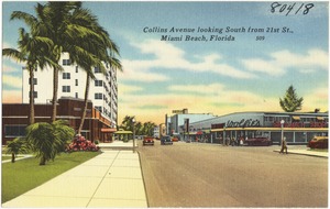 Collins Avenue looking south from 21st St., Miami Beach, Florida