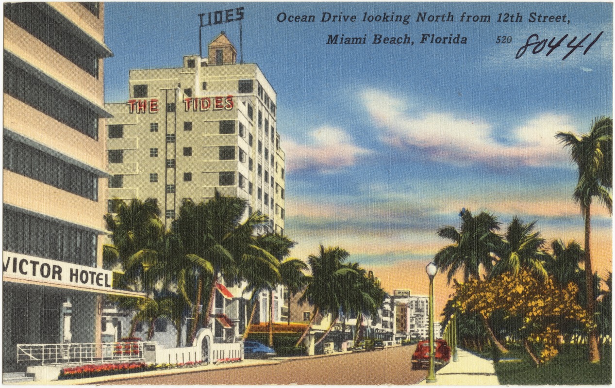 Ocean Drive looking north from 12th Street, Miami Beach, Florida