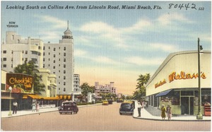 Looking south on Collins Ave. from Lincoln Road, Miami Beach, Florida
