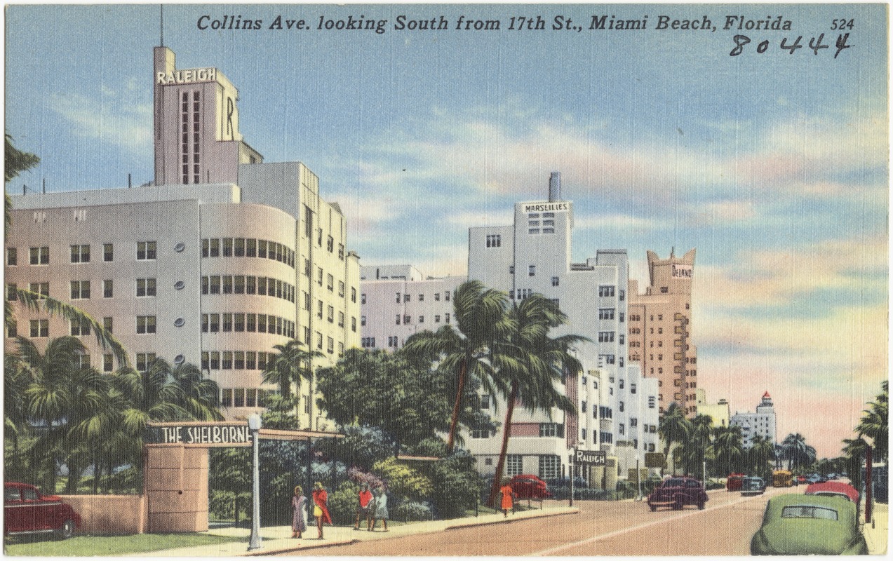 Collins Ave. looking south from 17th St., Miami Beach, Florida