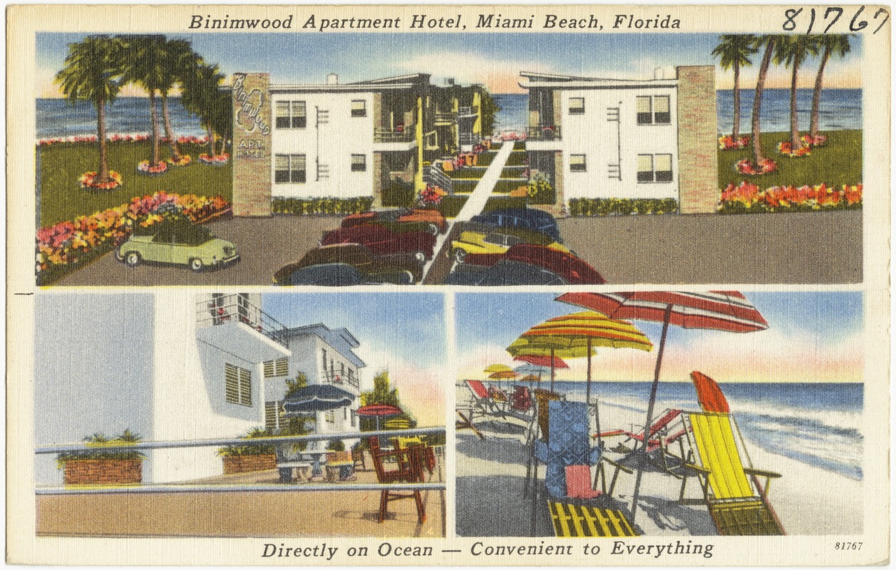 Binimwood Apartment Hotel, Miami Beach, Florida, directly on ocean- convenient to everything