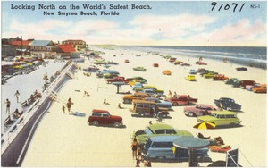 Looking north on the world's safest beach, New Smyrna Beach, Florida