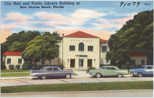 City hall and public library building at the New Smyrna Beach, Florida