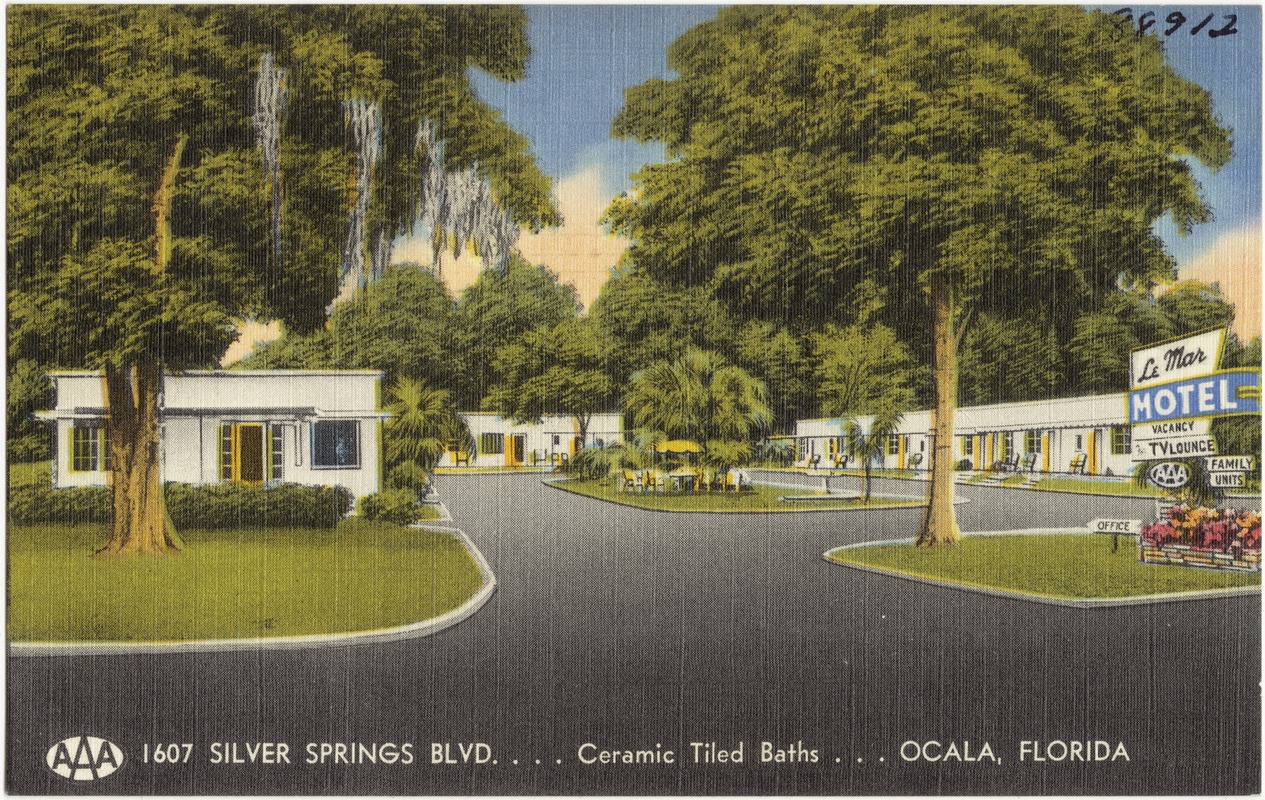 Le Mar Motel, 1607 Silver Springs Blvd, ceramic tiled baths, Ocala, Florida