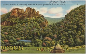 Seneca Rocks, a towering mass of medina quartzite, east of Elkins
