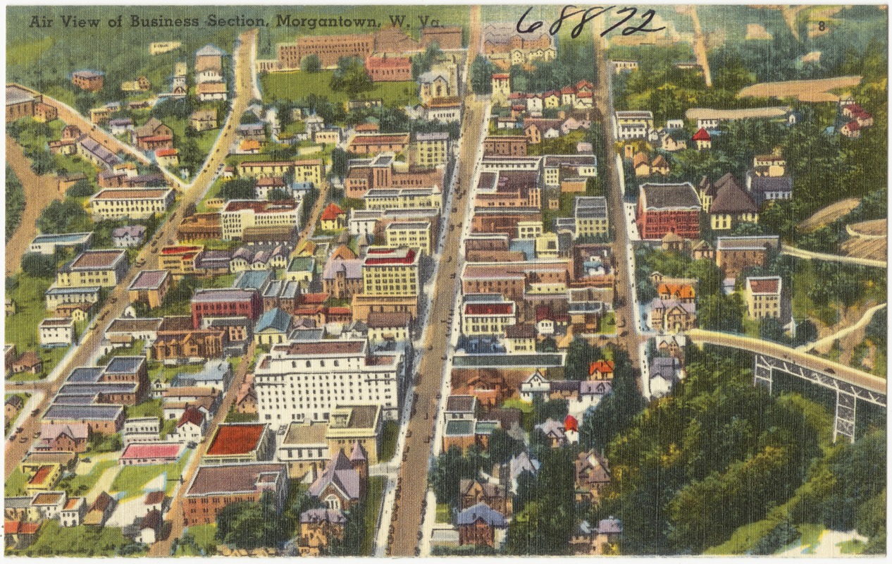 Air view of Business Section, Morgantown, W. Va.