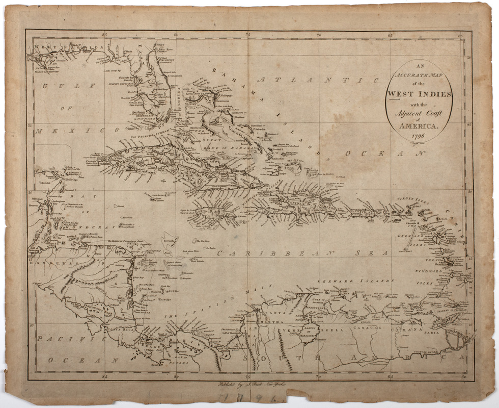An Accurate map of the West Indies with the adjacent coast of America. 1796