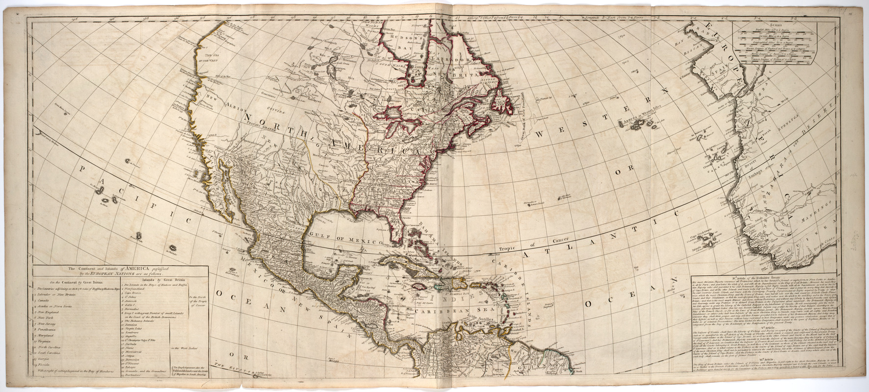 A New map of the whole continent of America, divided into North and South and West Indies.