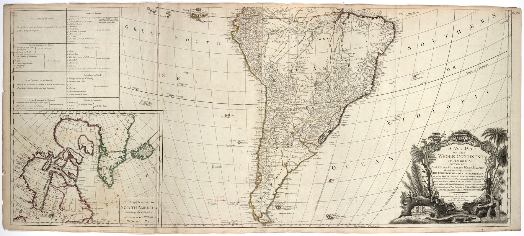 A New map of the whole continent of America, divided into North and South and West Indies.