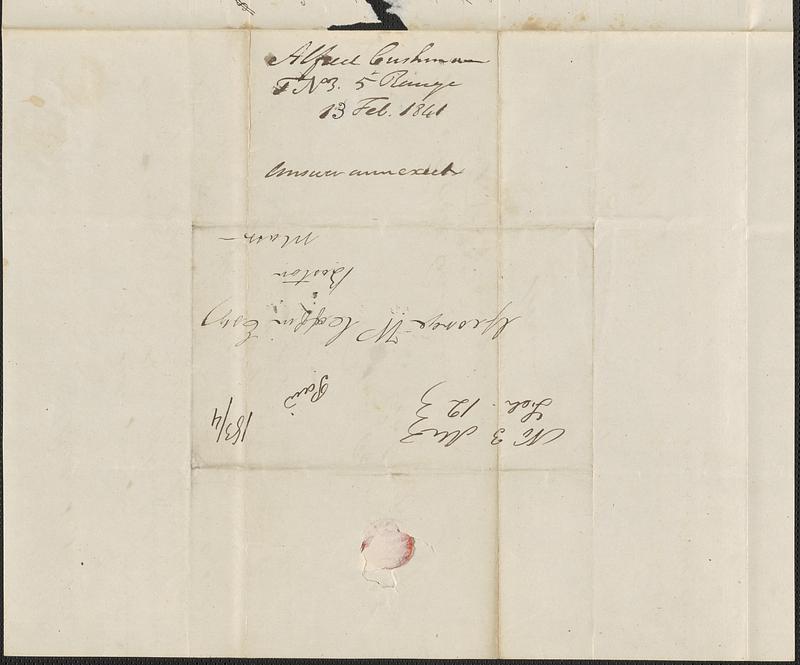 Alfred Cushman to George Coffin, 13 February 1841 - Digital Commonwealth