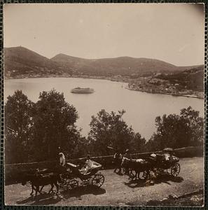 View of carriages overlooking Lazaretto Island and Vathy Bay, Ithaca