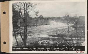 Chicopee River, Red Bridge dam, Ludlow Manufacturing Associates, Ludlow, Mass., 1:40 PM, Mar. 13, 1936
