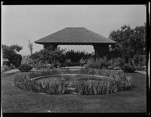 Mrs. Perry's garden, garden house across pool