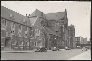 South End, picture of new priest house and side view of the Cathedral of the Holy Cross on Union Park Street