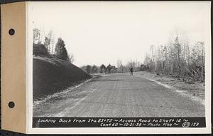 Contract No. 60, Access Roads to Shaft 12, Quabbin Aqueduct, Hardwick and Greenwich, looking back from Sta. 83+75, Greenwich and Hardwick, Mass., Oct. 21, 1938