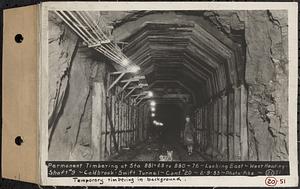 Contract No. 20, Coldbrook-Swift Tunnel, Barre, Hardwick, Greenwich, permanent timbering at Sta. 881+28 to 880+76, looking east, west heading, Shaft 9, Coldbrook-Swift Tunnel, Barre, Mass., Feb. 9, 1933