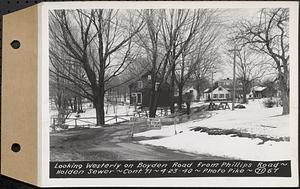 Contract No. 71, WPA Sewer Construction, Holden, looking westerly on Boyden Road from Phillips Road, Holden Sewer, Holden, Mass., Apr. 23, 1940