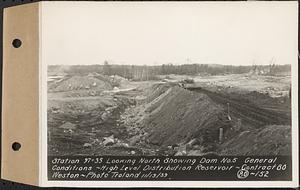 Contract No. 80, High Level Distribution Reservoir, Weston, Sta. 97+35 looking north showing dam 5 general conditions, high level distribution reservoir, Weston, Mass., Nov. 13, 1939