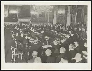 League is "Yes" and "No" to Hitler- London-The League of Nations council in session at St. James' palace March 16 after reaching agreement on reply to Adolf Hitler. The council unanimously accepted the first of Hitler's conditions that Germany attend the league council on equal footing with other members, but decided against his proposal that German peace offers be discussed at the same time. Hitler's two proposals were made in answer to the council's invitation to him to send a delegate to the London meeting.