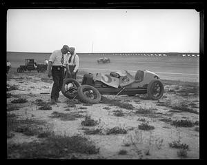 A wrecked race car