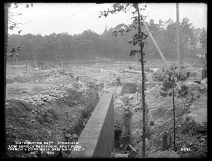 Distribution Department, Low Service Spot Pond Reservoir, trench and core wall, Dam No. 4, Section 6, from the east, Stoneham, Mass., Oct. 11, 1899