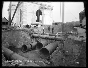 Distribution Department, Chestnut Hill Low Service Pumping Station, three 60-inch pipes, from the west, Brighton, Mass., Oct. 11, 1899