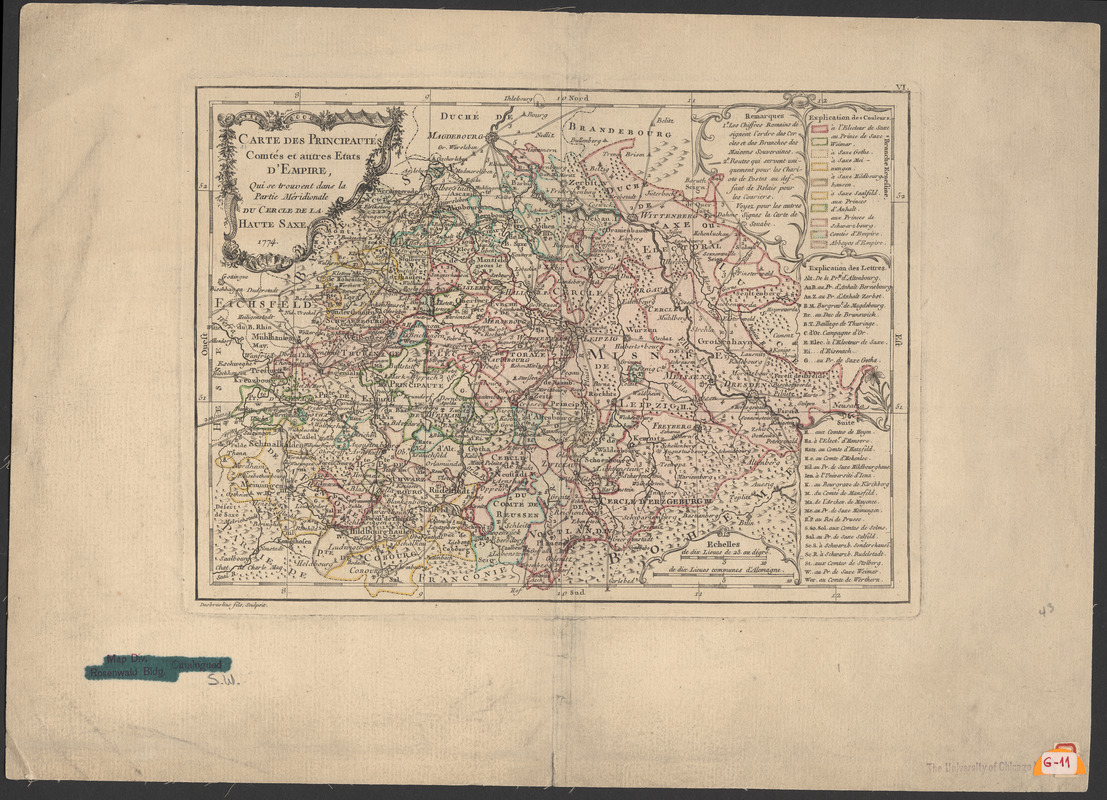 Carte des principautés, comtés et autres etats d'empire, qui se trouvent dans la partie merdionale du cercle de la Haute Saxe