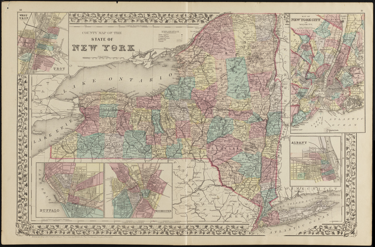 County map of the state of New York