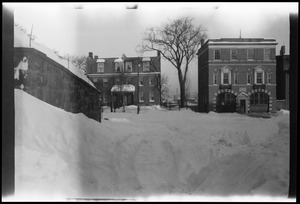 After the big snow storm, view from the front steps of 42 Highland Ave., Roxbury, looking towards the fire house on Centre St. Engine 14