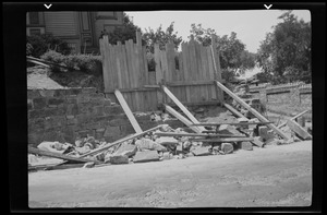 Rebuilding the big wall, 42 Highland Ave. Roxbury, Mass., nearing the corner