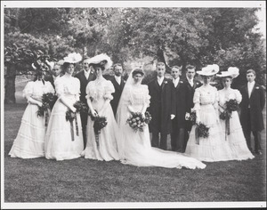 Wedding party at the marriage of Marian Buckingham and Francis Bacon Sears II