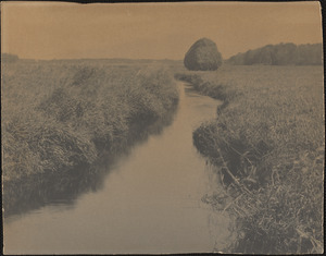 Haystack in meadow on Sudbury River