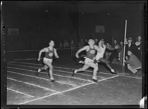 Indoor track, finish of race