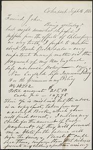 Letter from Thomas F. Cordis to John D. Long, September 16, 1868