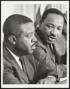 Following in the Footsteps Thirteen years ago, under the leadership of Dr. Martin Luther King, Jr., the Southern Christian Leadership Conference began a bus boycott in Montgomery, Ala. Through the years that followed, SCLC president Martin Luther King, JR., followed the pathway of nonviolence in his drive for Negro equality. After his assassination recently, Ralph David Abernathy, his second-in-command, shown here with King at Jackson, Miss., in August, 1966, moved up to become the second president of the organization.