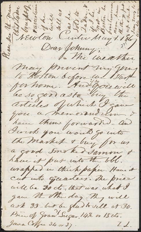 Letter from Zadoc Long to John D. Long, May 1, 1867 - Digital Commonwealth