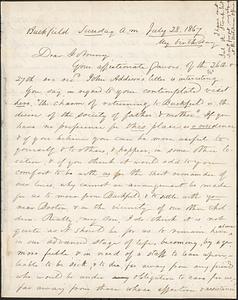 Letter from Zadoc Long to John D. Long, July 28, 1867