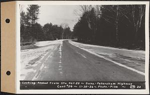 Contract No. 54, Highway in Towns of Dana, Petersham, Worcester County, looking ahead from Sta. 46+50, Dana and Petersham, Mass., Nov. 30, 1936