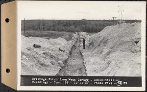 Contract No. 56, Administration Buildings, Main Dam, Belchertown, drainage ditch from west garage, Belchertown, Mass., Oct. 11, 1937