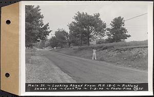 Contract No. 70, WPA Sewer Construction, Rutland, Main Street, looking ahead from manhole 18C, Rutland Sewer Line, Rutland, Mass., Jul. 9, 1940
