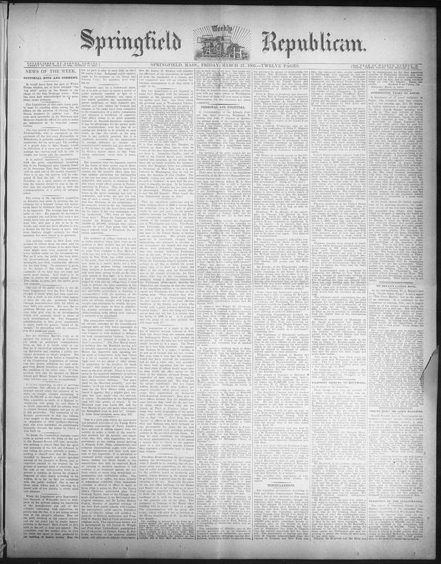 Springfield Paper Copy Springfield Weekly Republican. March 17, 1905 - Digital Commonwealth