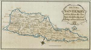 Die Insel Sainte Croix mit den Namen der Plantagen die bestændig sind