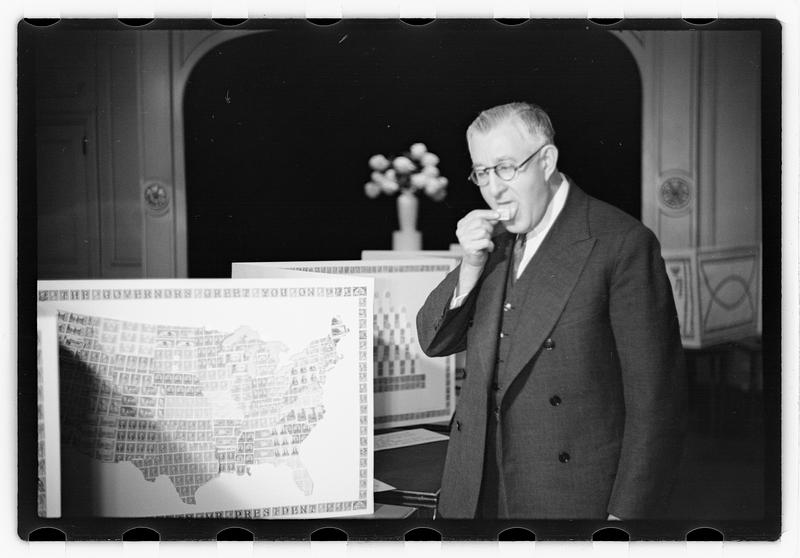 Ernest D. Chase pres., birthday card of stamps