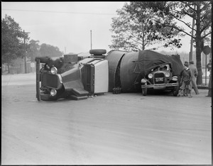 Truck and car collide